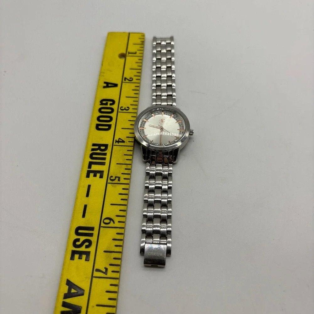 Chicos Silver Tone Crystal Ring Link Bracelet Watch FMDCH205‎ Japan Movt 377